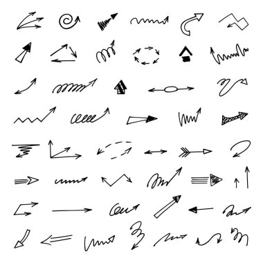 Elle çizilmiş oklar, sunum için elementler