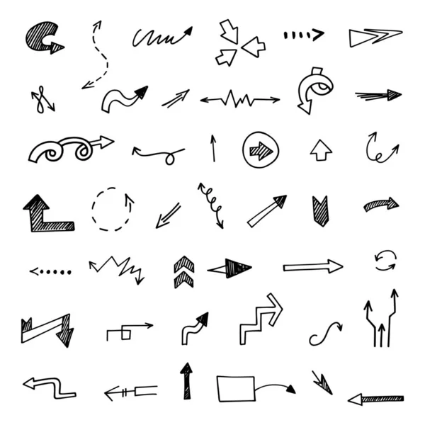 Vector Set Hand Drawn Arrows Elements Presentation — Stock Vector