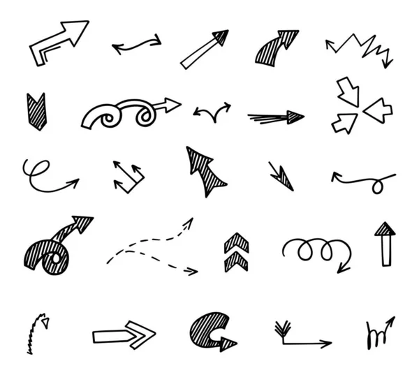 Vector Set Hand Drawn Arrows Elements Presentation — Stock Vector