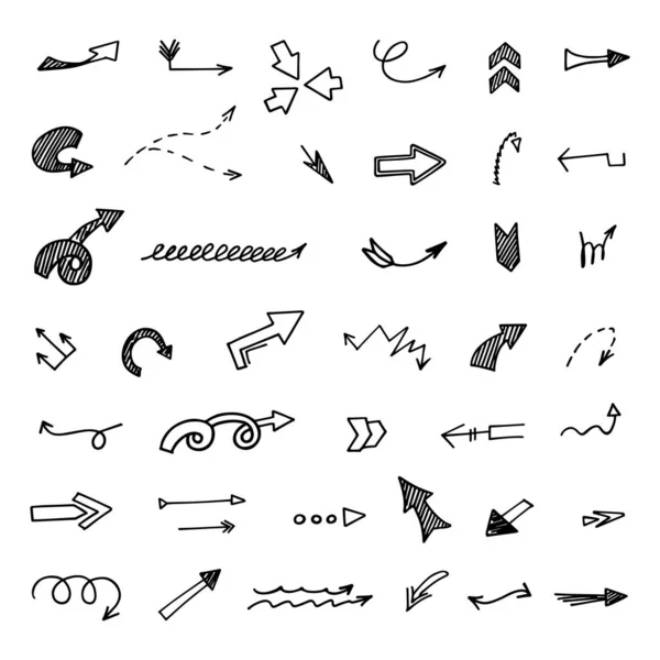 Conjunto Vetorial Setas Desenhadas Mão Elementos Para Apresentação —  Vetores de Stock