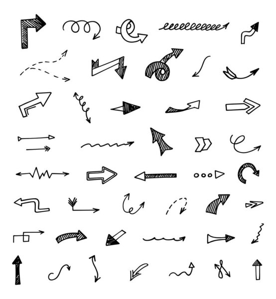  Vector set of hand-drawn arrows, elements for presentation
