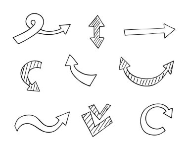 Elle çizilmiş oklar, sunum için elementler