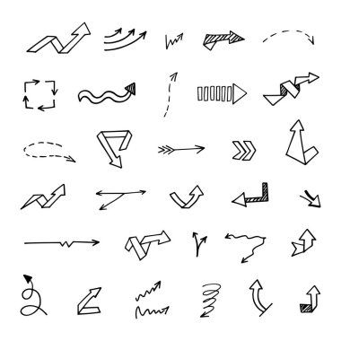 Elle çizilmiş oklar, sunum için elementler