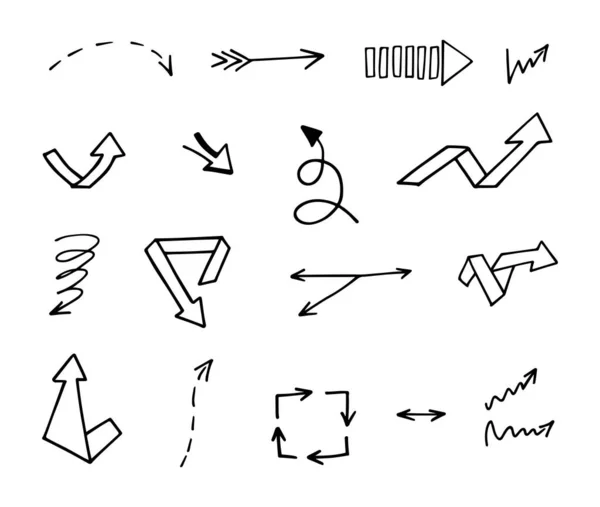 Vector Set Hand Drawn Arrows Elements Presentation — Stock Vector