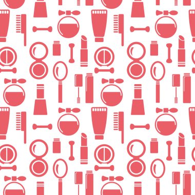 Kozmetik simgelerinin kusursuz dokusu, desen, soyut arkaplan, duvar kağıdı