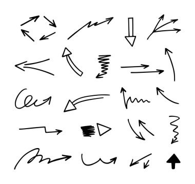 Elle çizilmiş oklar, sunum için elementler