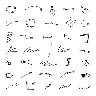 Elle çizilmiş oklar, sunum için elementler