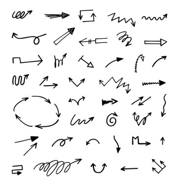 Elle çizilmiş oklar, sunum için elementler