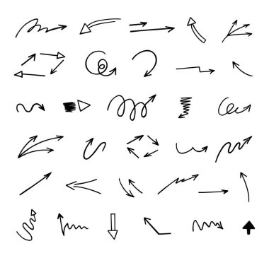 Elle çizilmiş oklar, sunum için elementler