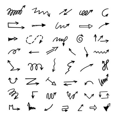 Elle çizilmiş oklar, sunum için elementler