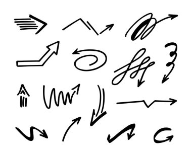 Elle çizilmiş oklar, sunum için elementler