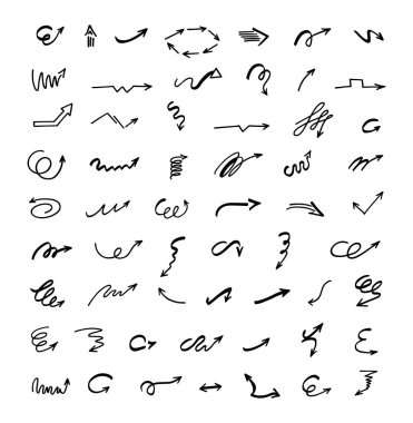 Elle çizilmiş oklar, sunum için elementler