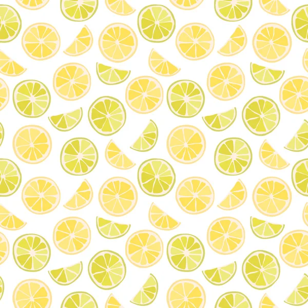 Vector Seamless Pattern Citruses Lime Slices Oranges Lemons Abstract Background — Stock Vector