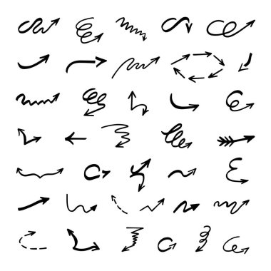 Elle çizilmiş oklar, sunum için elementler