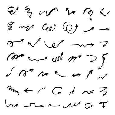 Elle çizilmiş oklar, sunum için elementler