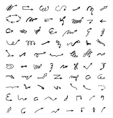 Elle çizilmiş oklar, sunum için elementler