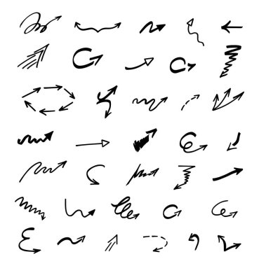 Elle çizilmiş oklar, sunum için elementler