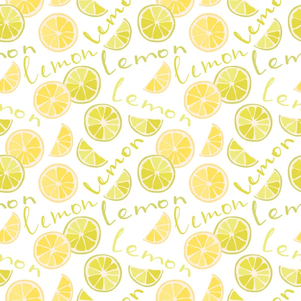 Vector Seamless Pattern Citruses Lime Slices Oranges Lemons Abstract Background — Stock Vector