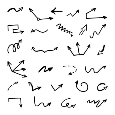 Elle çizilmiş oklar, sunum için elementler