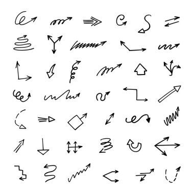 El çizilmiş ok vektör kümesi, sunum için elementler