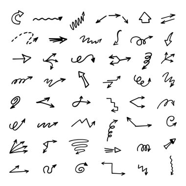 El çizilmiş ok vektör kümesi, sunum için elementler