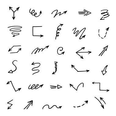 El çizilmiş ok vektör kümesi, sunum için elementler