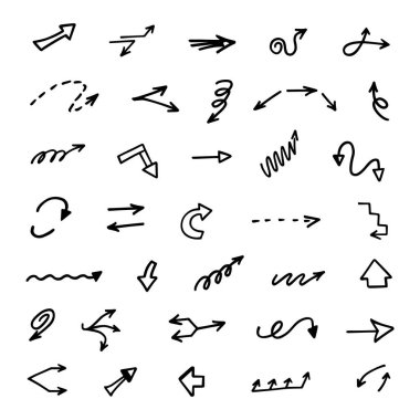 El çizilmiş ok vektör kümesi, sunum için elementler