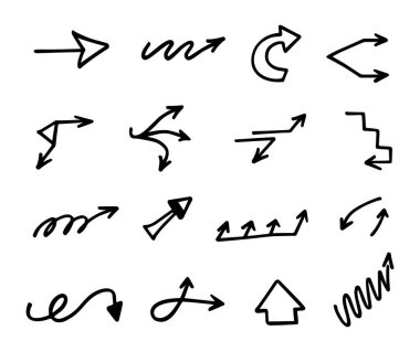 El çizilmiş ok vektör kümesi, sunum için elementler