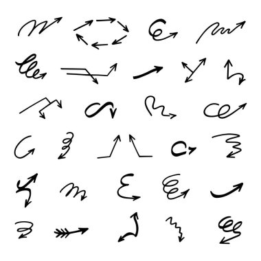 El çizilmiş ok vektör kümesi, sunum için elementler