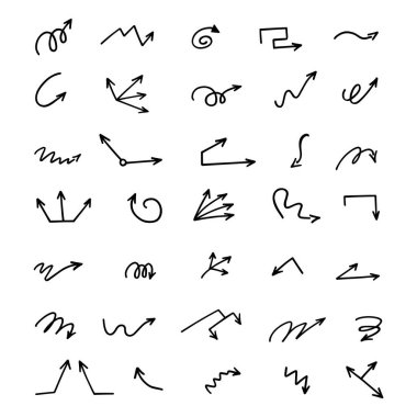 El çizilmiş ok vektör kümesi, sunum için elementler