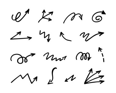 El çizilmiş ok vektör kümesi, sunum için elementler