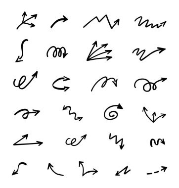 El çizilmiş ok vektör kümesi, sunum için elementler