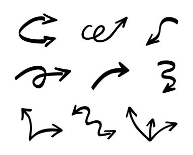 El çizilmiş ok vektör kümesi, sunum için elementler