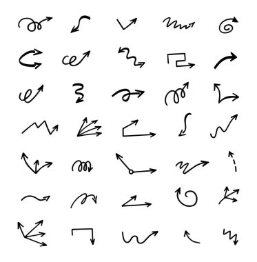 El çizilmiş ok vektör kümesi, sunum için elementler