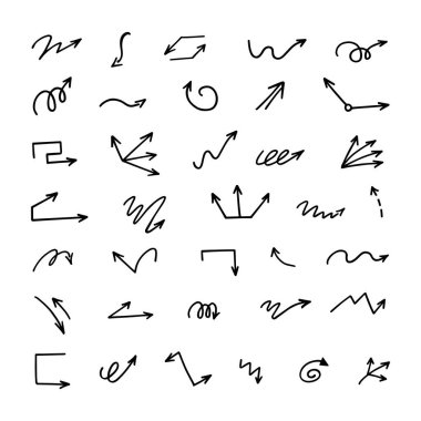 Elle çizilmiş oklar, sunum için elementler