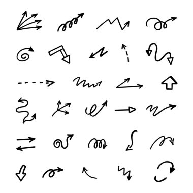 El çizilmiş ok vektör kümesi, sunum için elementler