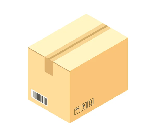 Vector Isometric Icon Parcel Box Delivery — Vector de stock