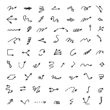 El çizilmiş ok vektör kümesi, sunum için elementler