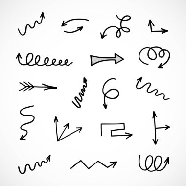 El çizilmiş ok vektör kümesi, sunum için elementler