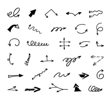 El çizilmiş ok vektör kümesi, sunum için elementler