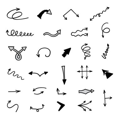 El çizilmiş ok vektör kümesi, sunum için elementler