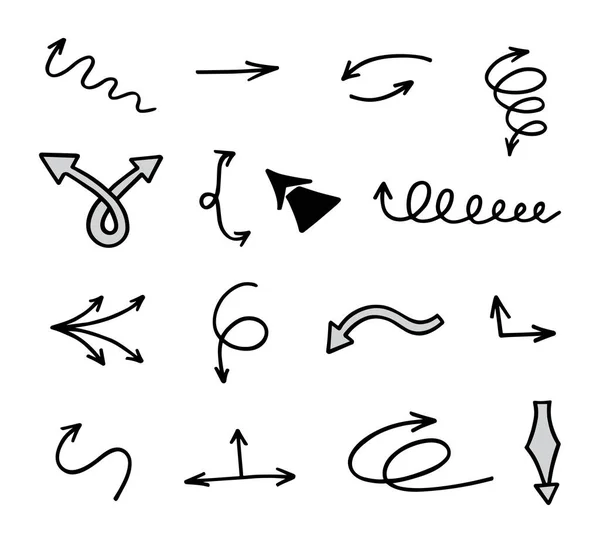 Vector Set Hand Drawn Arrows Elements Presentation — 스톡 벡터