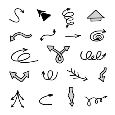 El çizilmiş ok vektör kümesi, sunum için elementler