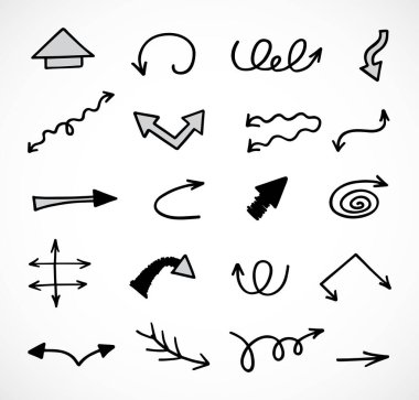 El çizilmiş ok vektör kümesi, sunum için elementler