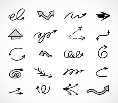 El çizilmiş ok vektör kümesi, sunum için elementler