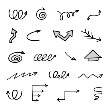 El çizilmiş ok vektör kümesi, sunum için elementler