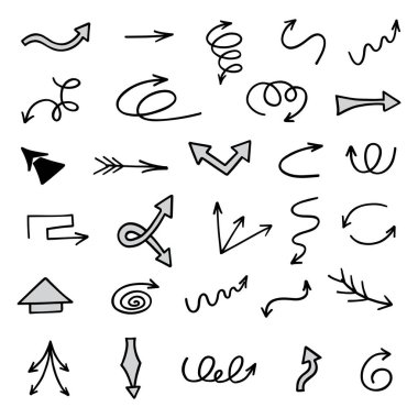 El çizilmiş ok vektör kümesi, sunum için elementler