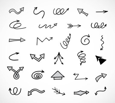 El çizilmiş ok vektör kümesi, sunum için elementler