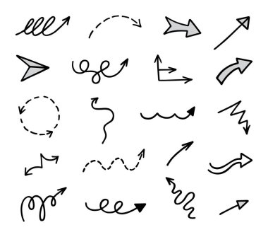 El çizilmiş ok vektör kümesi, sunum için elementler