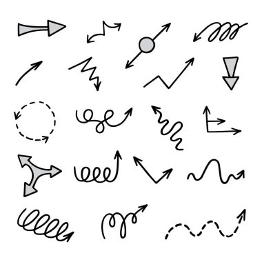 El çizilmiş ok vektör kümesi, sunum için elementler